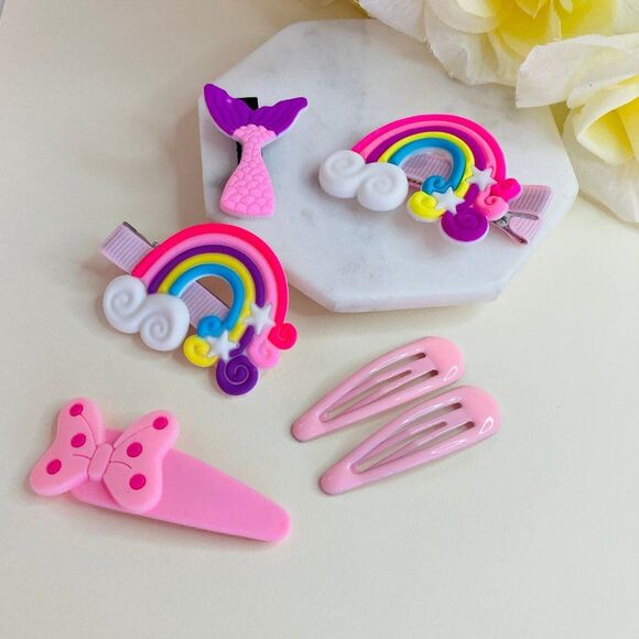 Set of 6 Pcs Pink Hair Clips Barrette for Girls & Toddler - Picture 5 of 6